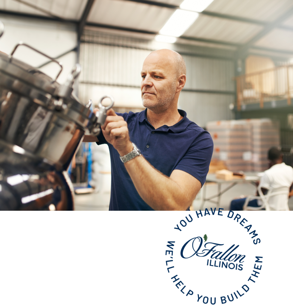 Man working in small business in O'Fallon Illinois